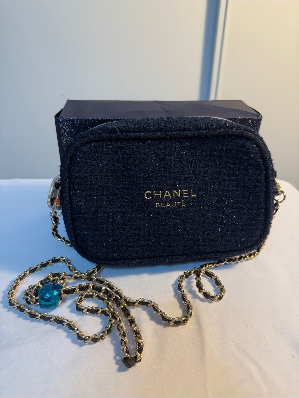 Chanel GWP Black Tweed Chain Crossbody Bag